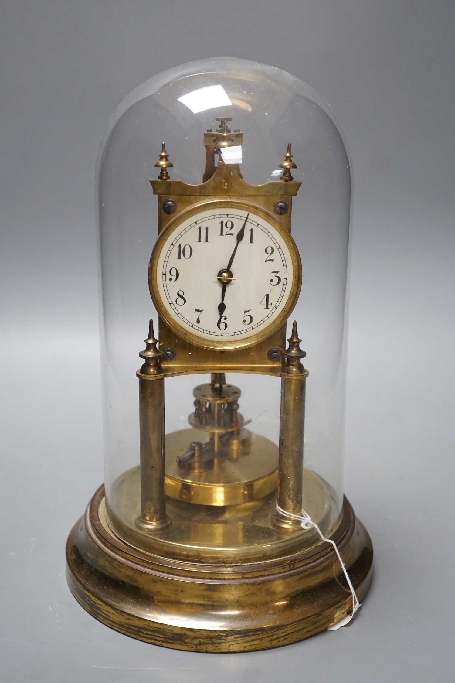 A mid 20th century 400 day anniversary timepiece under dome, 29cm